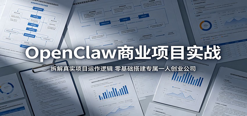 OpenClaw商业项目实战：拆解真实项目运作逻辑，零基础搭建专属一人创业公司-聚宝盆-全网首发高质量项目输出
