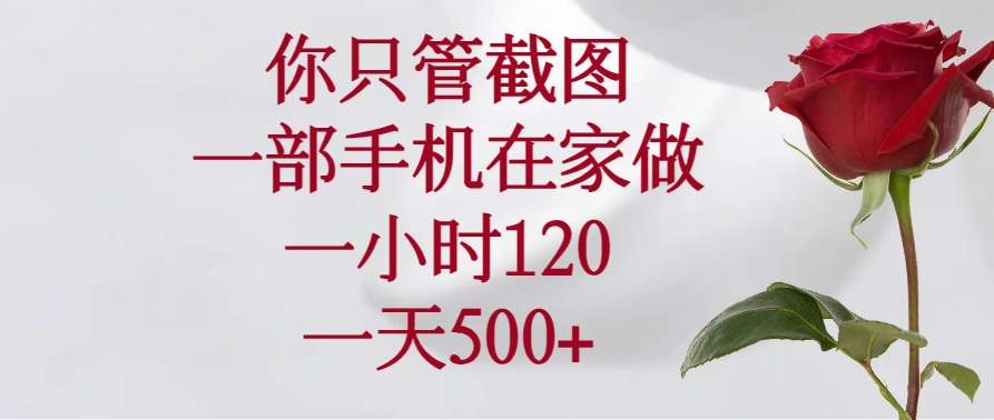 （14248期）你只管截图，一部手机在家做，一小时120，一天500+-聚宝盆-全网首发高质量项目输出