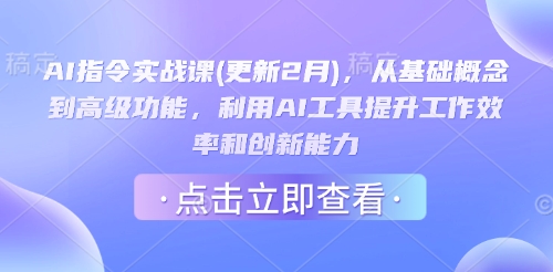 AI指令实战课(更新2月)，从基础概念到高级功能，利用AI工具提升工作效率和创新能力-聚宝盆-全网首发高质量项目输出