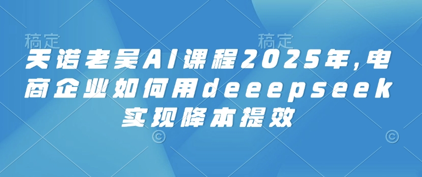 天诺老吴AI课程2025年，电商企业如何用deeepseek实现降本提效-聚宝盆-全网首发高质量项目输出