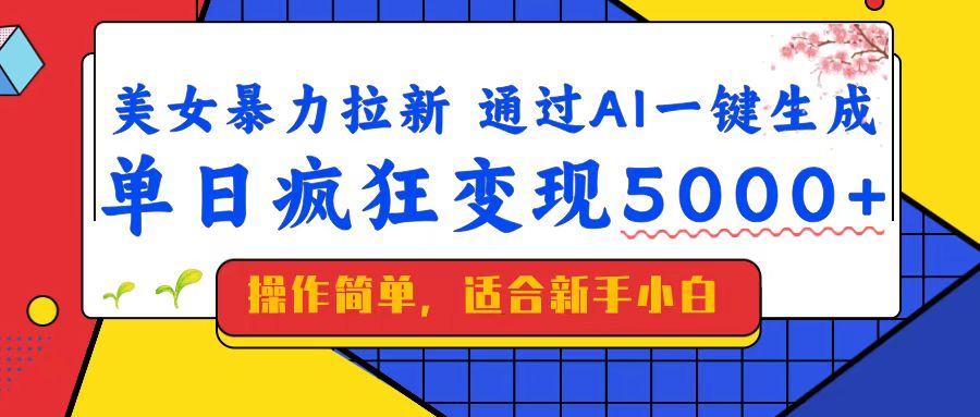 (14347期)美女暴力拉新,通过AI一键生成,单日疯狂变现5000+,纯小白一学就会!-聚宝盆-全网首发高质量项目输出