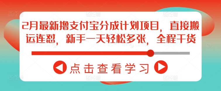 2月最新撸支付宝分成计划项目，直接搬运连怼，新手一天轻松多张，全程干货-聚宝盆-全网首发高质量项目输出